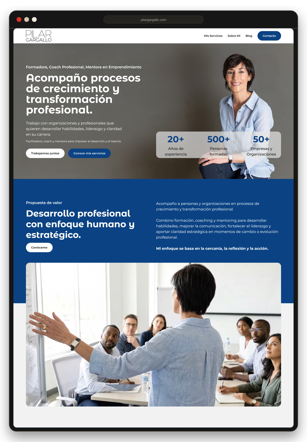 Web de Pilar Gargallo en formato escritorio